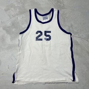 Vintage 1970s Southland #25 Jersey White Purple Size XL Basketball Ringer